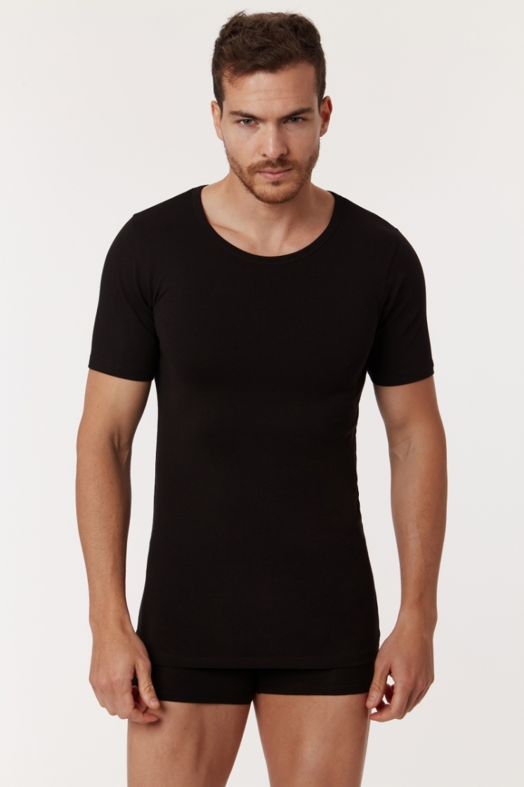 T-shirt round neck, zwart 199 zwart